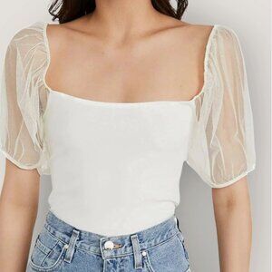 Free People 🇺🇸Made in USA Ballet Sheer Sleeve Summer Festival Blouse Top